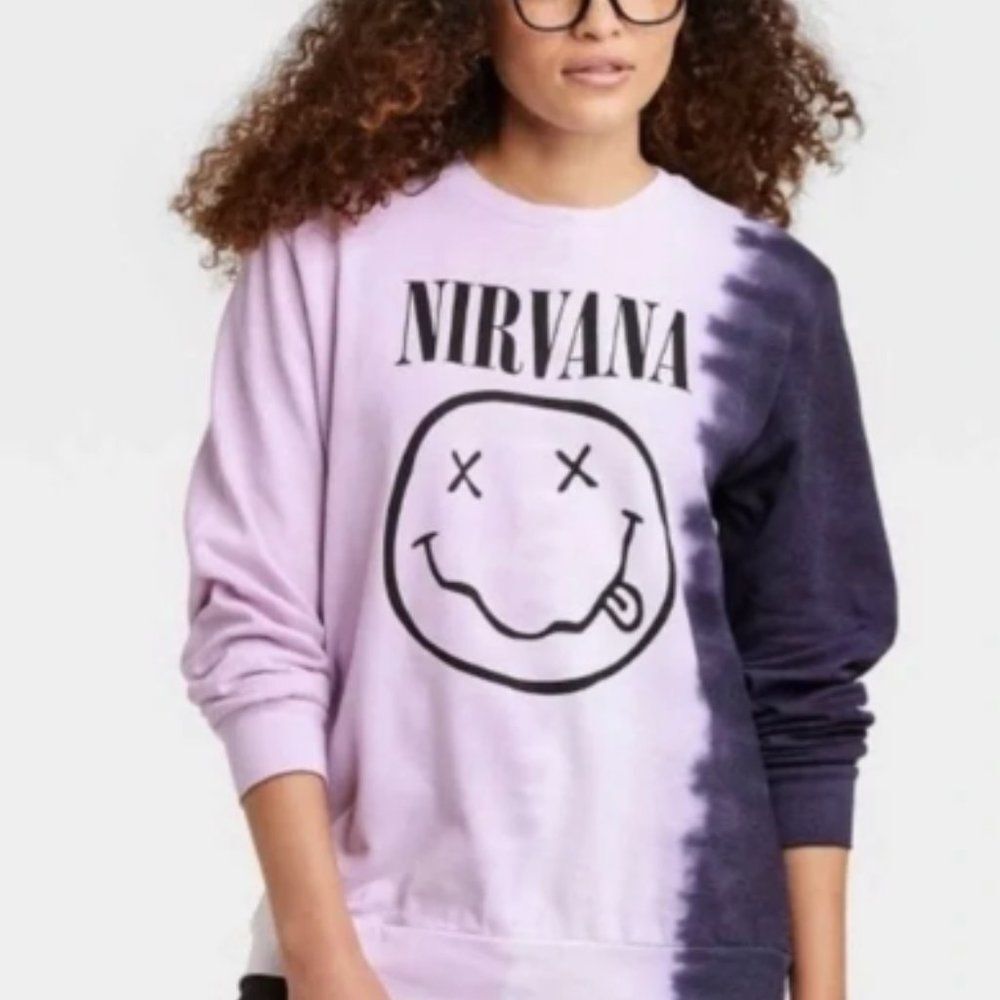 Nirvana Tie Dye Pullover Sweatshirt Size Small Pink Blue White size xs